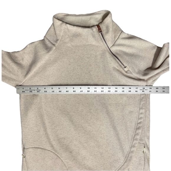 ATHLETA Cozy Karma Asym Pullover Fleece Ivory Sweatshirt Mock Turtleneck sz S - Picture 7 of 10